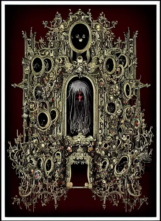 Prompt: baroque bedazzled gothic royalty frames surrounding a pixelsort emo demonic horrorcore japanese Edward Scissorhands, sharpened early computer graphics, remastered chromatic aberration