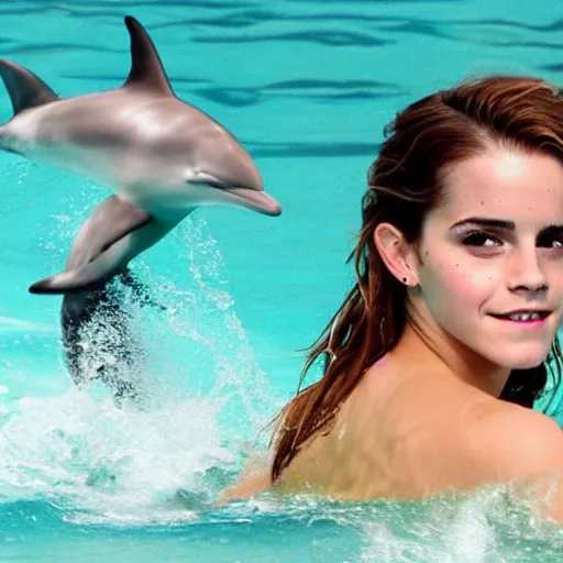 Image similar to emma watson Swim with Dolphins