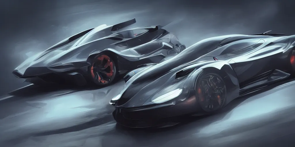 Image similar to a custom-built sport car, painted in dark color holographic pearlescent, elegant, digital painting, concept art, smooth, sharp focus, art style from Wang Ke and Greg Rutkowski and Bruce Kaiser and Scott Robertson and Dmitry Mazurkevich and Doruk Erdem and Jon Sibal