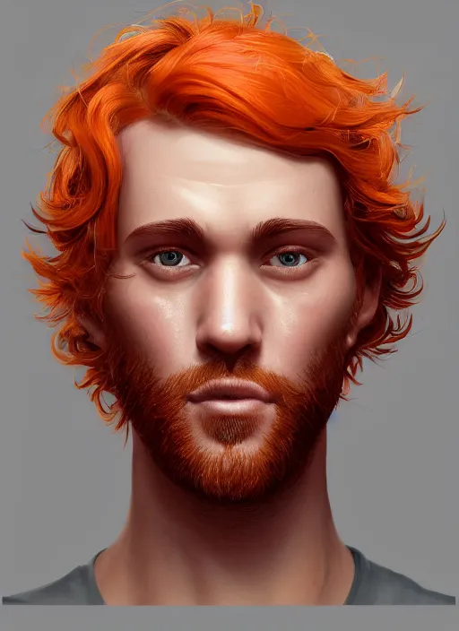 Prompt: illustration of short curly orange hair man as a self portrait, unreal engine 5, octane, smooth, reflects, masterpiece artwork, ultra detailed, artgerm, style by pixar 2 0 2 2, digital art, trending on artstation, behance, deviantart