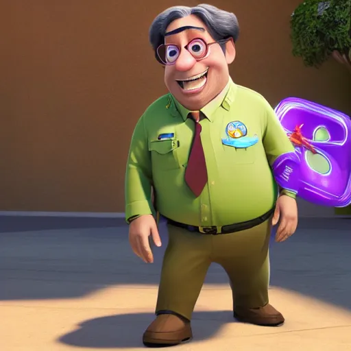 Image similar to alain chabat as a pixar disney character from up ( 2 0 0 9 ), unreal engine, octane render, 3 d render, photorealistic