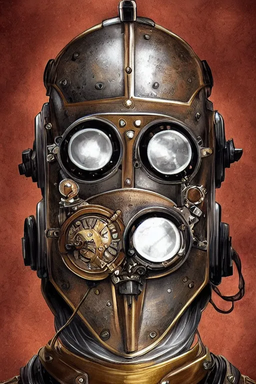 Image similar to steampunk helmet fantasy art mask robot ninja stylized digital illustration sharp focus, elegant intricate digital painting artstation concept art global illumination ray tracing advanced technology chaykin howard and campionpascale and cooke darwyn and davis jack