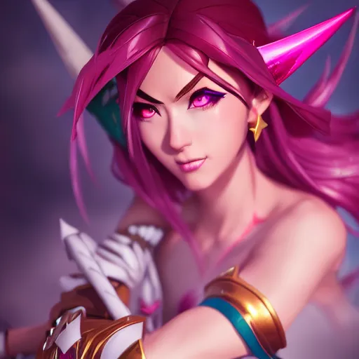 Image similar to Portrait of Star Guardian Akali from league of legends, mystery, highly detailed, ominous vibe, smoke, octane render, cgsociety, artstation, trending on ArtStation, by smile _zPRO