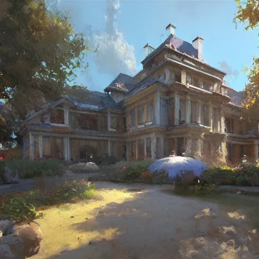 Image similar to a mansion, artwork by craig mullins