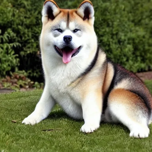 Prompt: an akita inu shaped like a heart