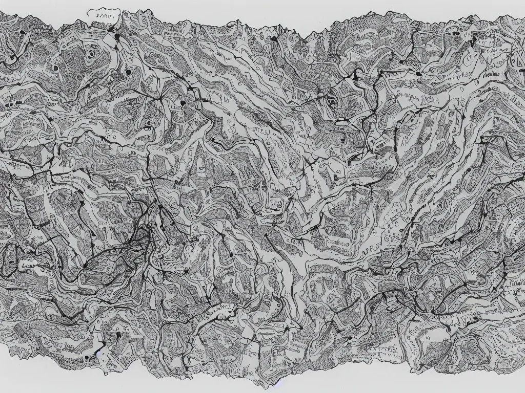 Image similar to Map of a cave system by Deven Rue, fine point pen