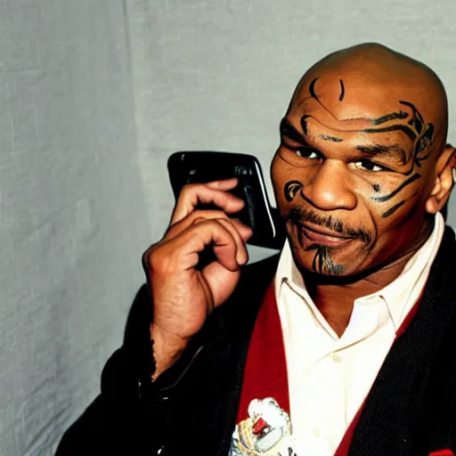 Prompt: this is probably the first time mike tyson is speaking on the phone. and what is he saying? why is he being held hostage and what is his state of mind?