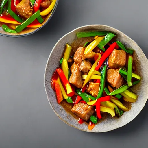 Image similar to thai sweet and sour pork stirfry, epic award - winning professional food photography