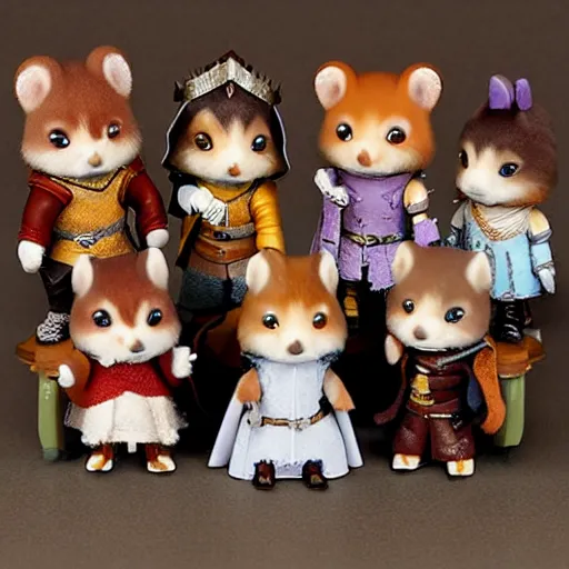 Prompt: a game of thrones themed calico critters set