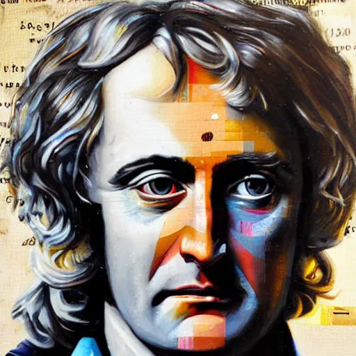 Image similar to portrait of Isaac Newton by Sandra Chevrier