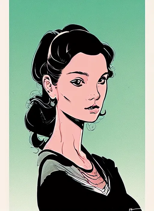 Prompt: a portrait of a pretty young lady by cliff chiang