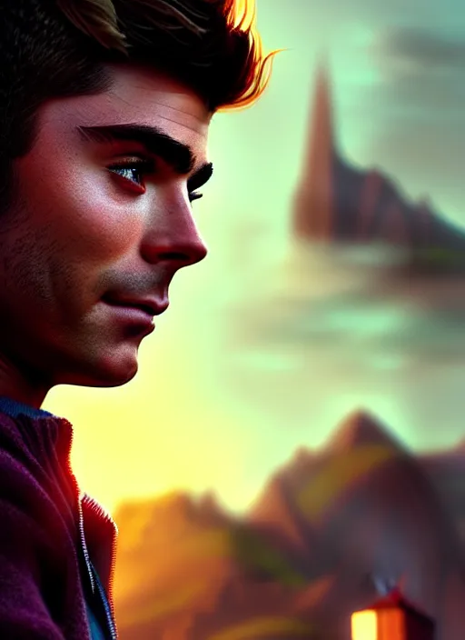 Image similar to portrait, Zac Efron , dramatic lighting, cinematic, establishing shot, extremely high detail, foto realistic, cinematic lighting, post processed, concept art, artstation, style by eddie mendoza, raphael lacoste, alex ross