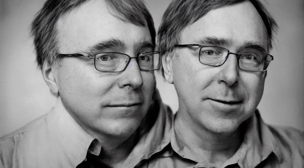 Image similar to portrait of Linus Torvalds taked by Sebastião Salgado