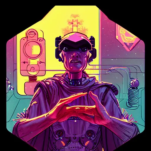 Image similar to a portrait of a beautiful cybernetic occultist performing summoning rituals to bring technological singularity, cyberpunk concept art by josan gonzales and jean claude meziere and syd mead and moebius