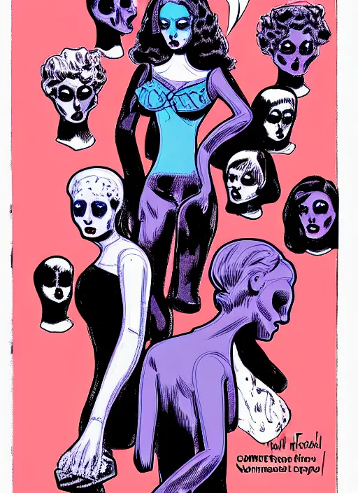 Prompt: HAUNTED MANNEQUIN comic cover, four-color process