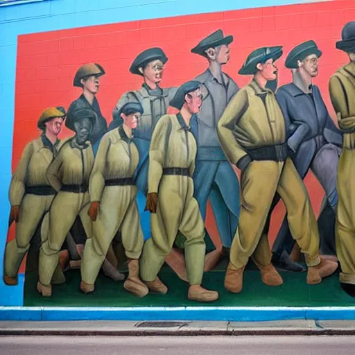 Image similar to a socialist realist mural that says daily