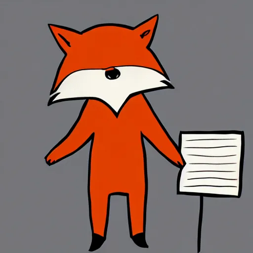 Image similar to a fox holding up a blank sign, digital art