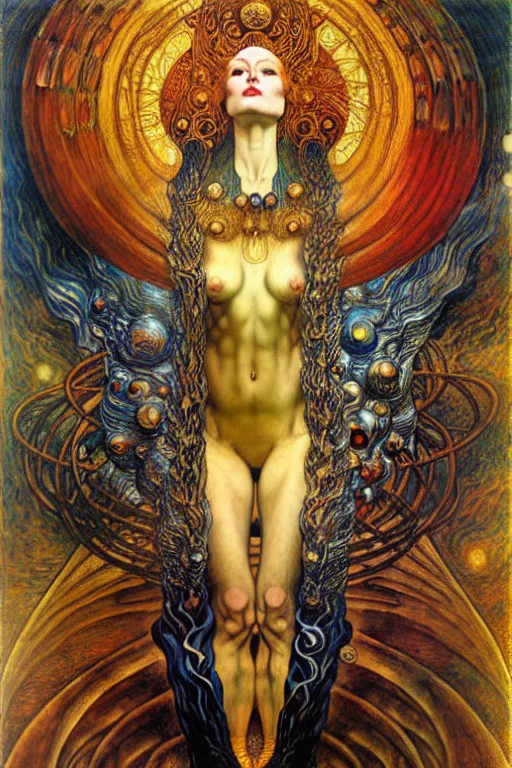 Image similar to Divine Chaos Engine by Karol Bak, Jean Delville, William Blake, Gustav Klimt, and Vincent Van Gogh, symbolist, visionary