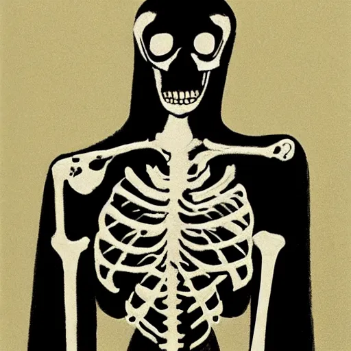 Image similar to a skeleton in black cloak by cheng hsiao-ron