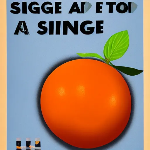 Image similar to a marketing poster of a single orange,