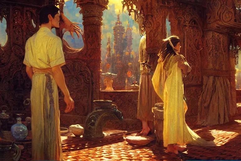 Image similar to tales from earthsea, painting by gaston bussiere, craig mullins, j. c. leyendecker, tom of finland