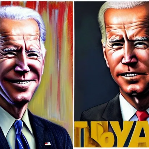 Image similar to freaky presidential portrait of Joe Biden by Ed 'Big Daddy' Roth and Jon McNaughton