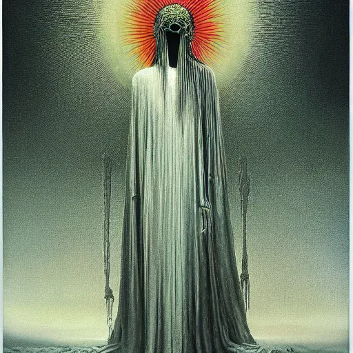 Image similar to the queen of the sun by zdzislaw beksinski and h. r. giger, oil on canvas