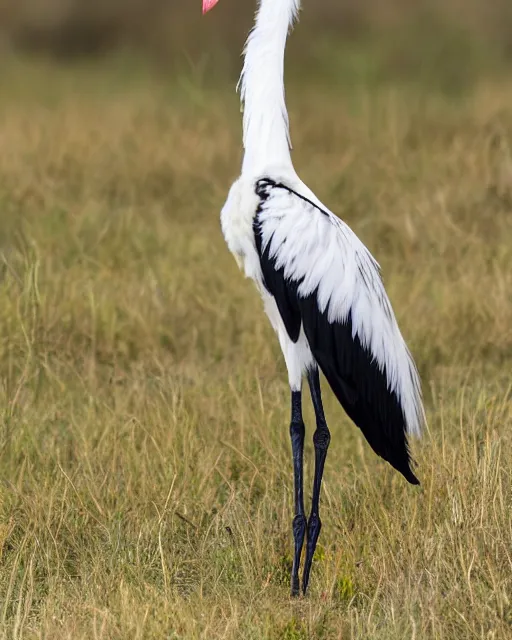 Image similar to zoomed out picture of secretary bird in savannah, captured on iphone, dlsr, photography