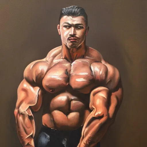 Prompt: a painting of a muscular man posed for a photoshoot,