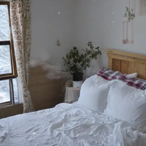 Image similar to why is it snowing in my bedroom?,