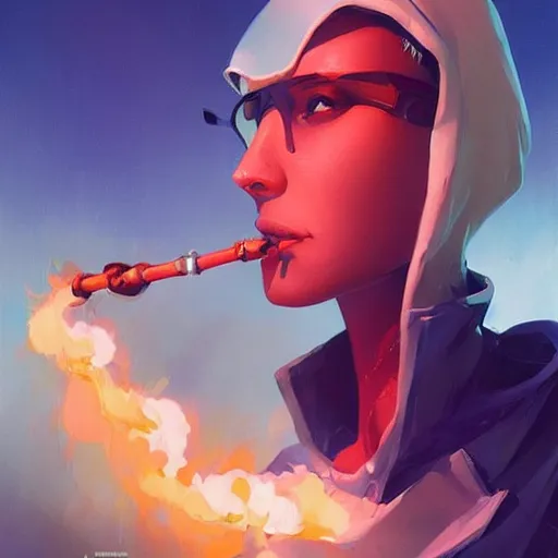 Prompt: two cyberpunk hyperrealistic figures smoking hookah official fanart behance hd artstation by jesper ejsing, by rhads, makoto shinkai and lois van baarle, ilya kuvshinov, ossdraws