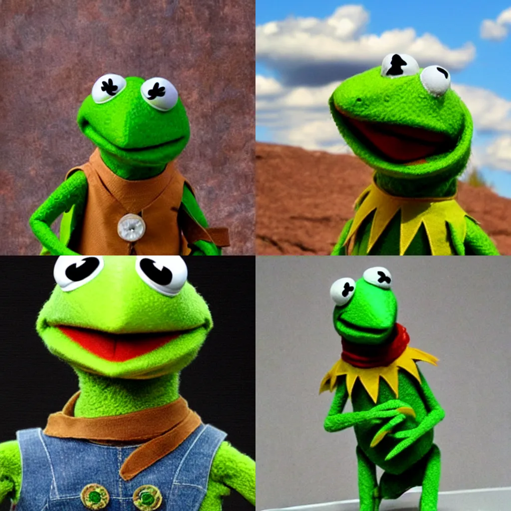 Prompt: kermit the frog as a cowboy