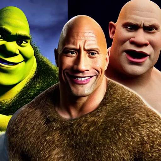 Image similar to dwayne johnson as shrek