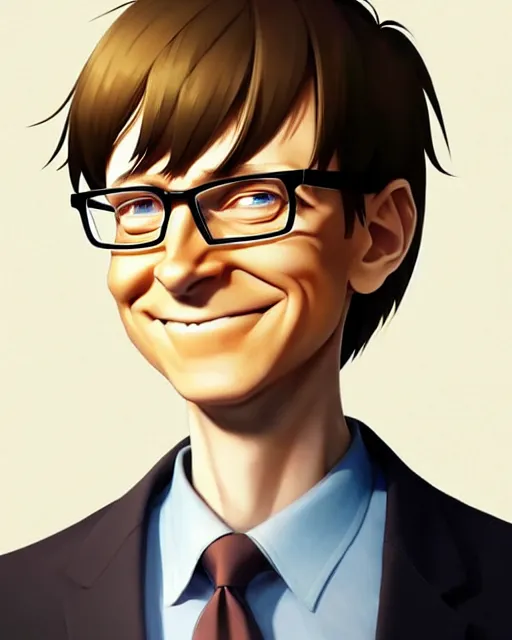 character concept art of bill gates as an anime boy, Stable Diffusion