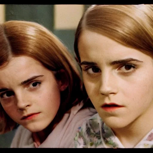 Image similar to photo, emma watson, film still from my mom is in jail ( 1 9 6 5 ), kodak ektachrome 1 2 0, 2 6 mm,