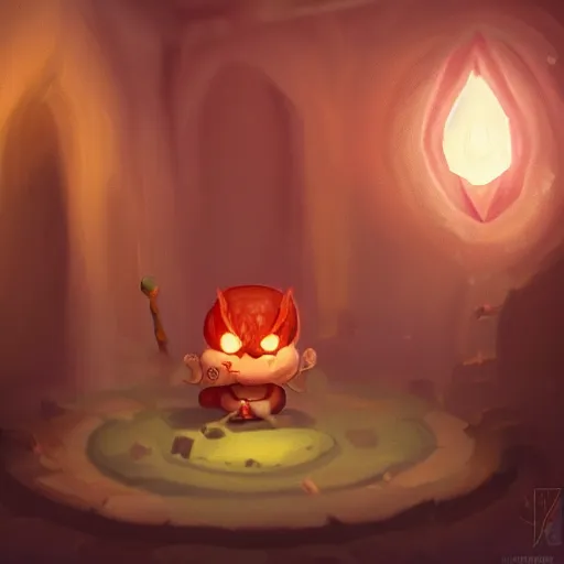 Prompt: a super cute demon playing with his magical power in his home ,chubby,concept art trending on artstation, deviantart, very detailed , glowing effect, magic