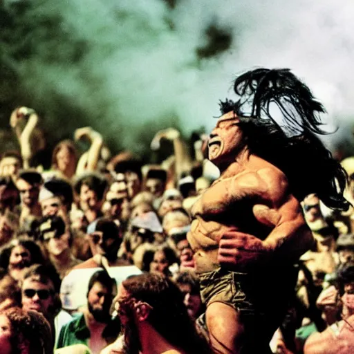 Image similar to hulk performing at woodstock