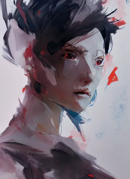 Image similar to semi reallistic gouache gesture painting, by yoshitaka amano, by ruan jia, by Conrad roset, by dofus online artists, detailed anime 3d rahxephone, portrait, cgsociety, artstation, rococo mechanical, Digital reality, sf5 ink style, dieselpunk atmosphere, gesture drawn