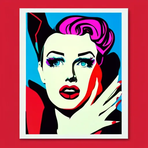 Image similar to pop art poster of a beautiful woman