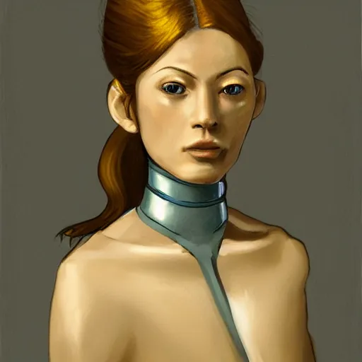 Prompt: a portrait of a female android by sofonisba anguilssola
