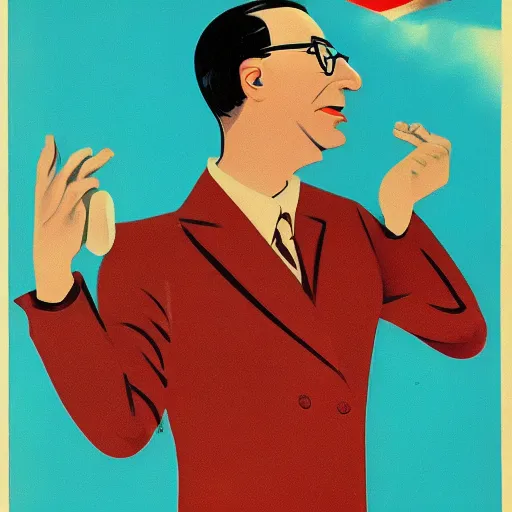 Prompt: Soviet propaganda poster depicting John Oliver