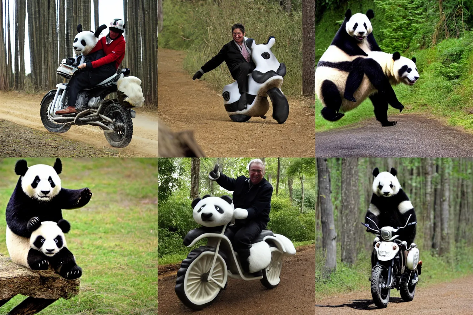 Prompt: Nigel Huddleston riding a panda