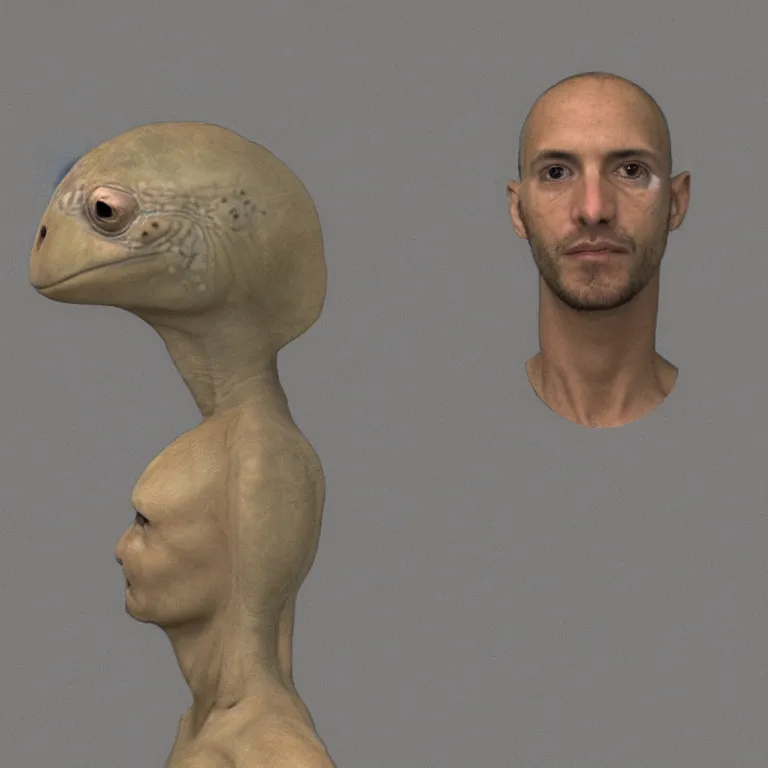 Image similar to turtle headed human, mugshot