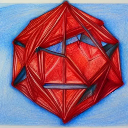 Prompt: polyhedra, color pencil drawing