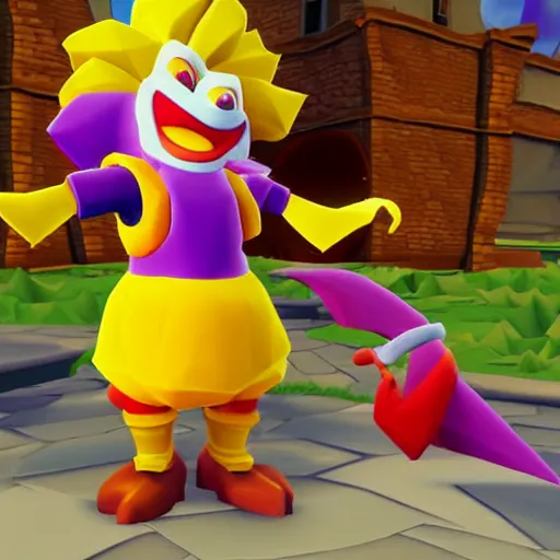 Image similar to image of ronald mcdonald as an enemy in spyro the dragon video game, with low poly playstation 1 graphics, upscaled to high resolution