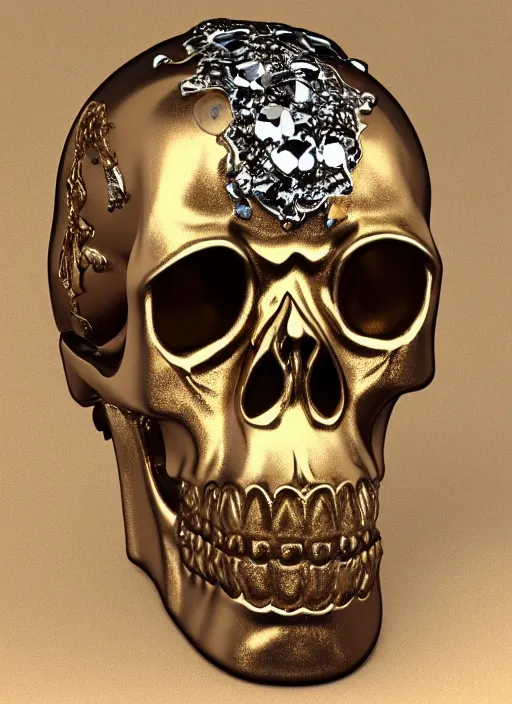 Image similar to ornate gothic gold skull realistic 3 d covered in jewels