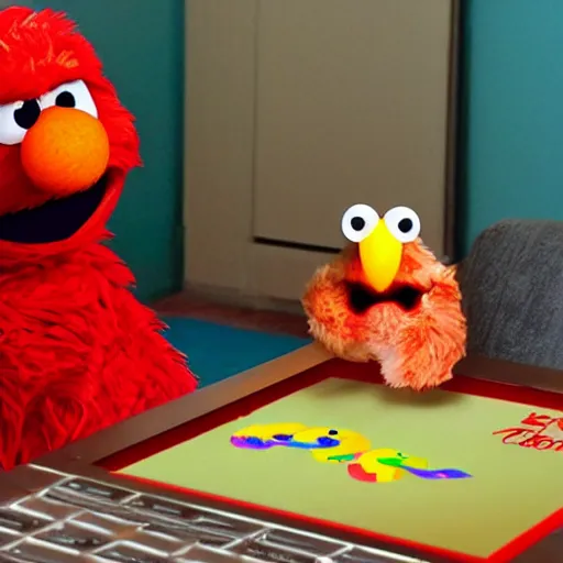 Image similar to Elmo Playing gutair, hyper realistic, HD, HQ, photo realistic