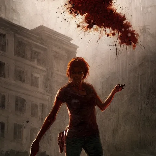 Image similar to clementine from the waking dead the last season been eaten by a couple of zombie by greg rutkowski