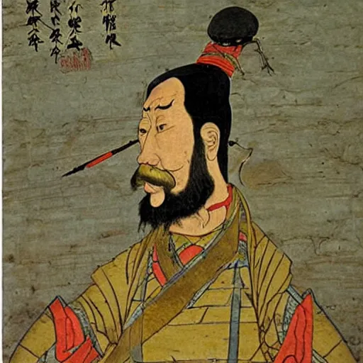 Image similar to tom waits as a mongol khan, chinese medieval art