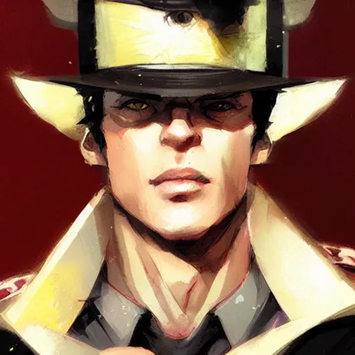 Image similar to jotaro kujo, closeup portrait art by greg rutkowski